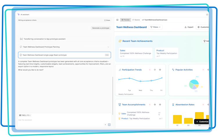 AI writing assistant in a note in Aha! Roadmaps