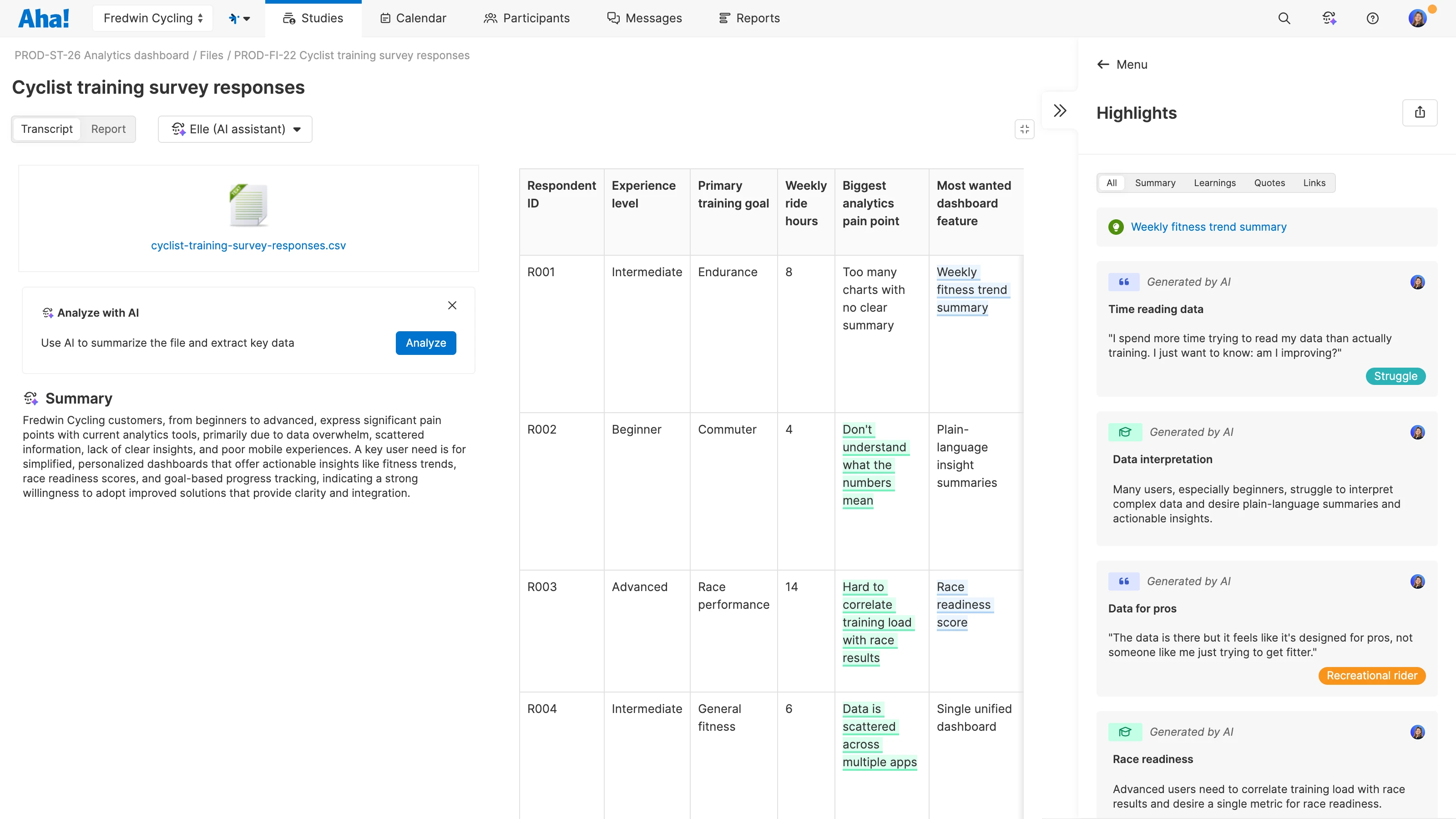Documents tab on the top level "all study" page where you can add an assortment of related notes, links, and whiteboards