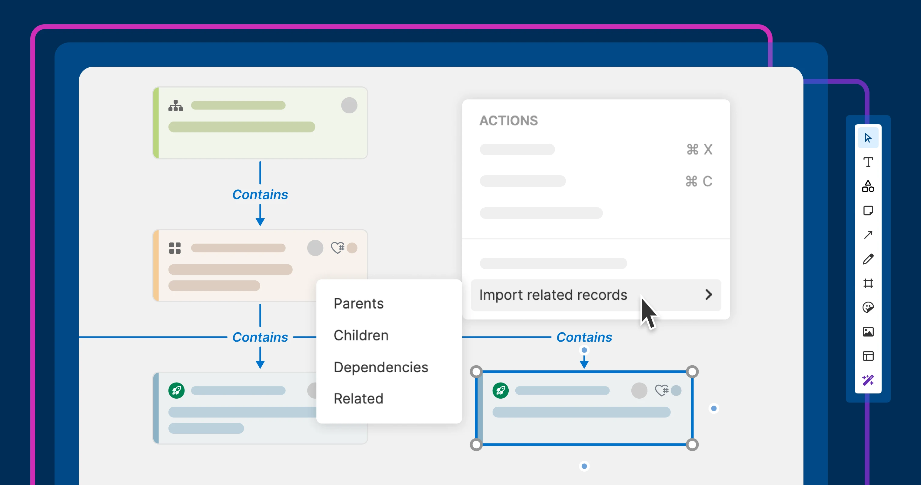 Instantly show related record cards on whiteboards