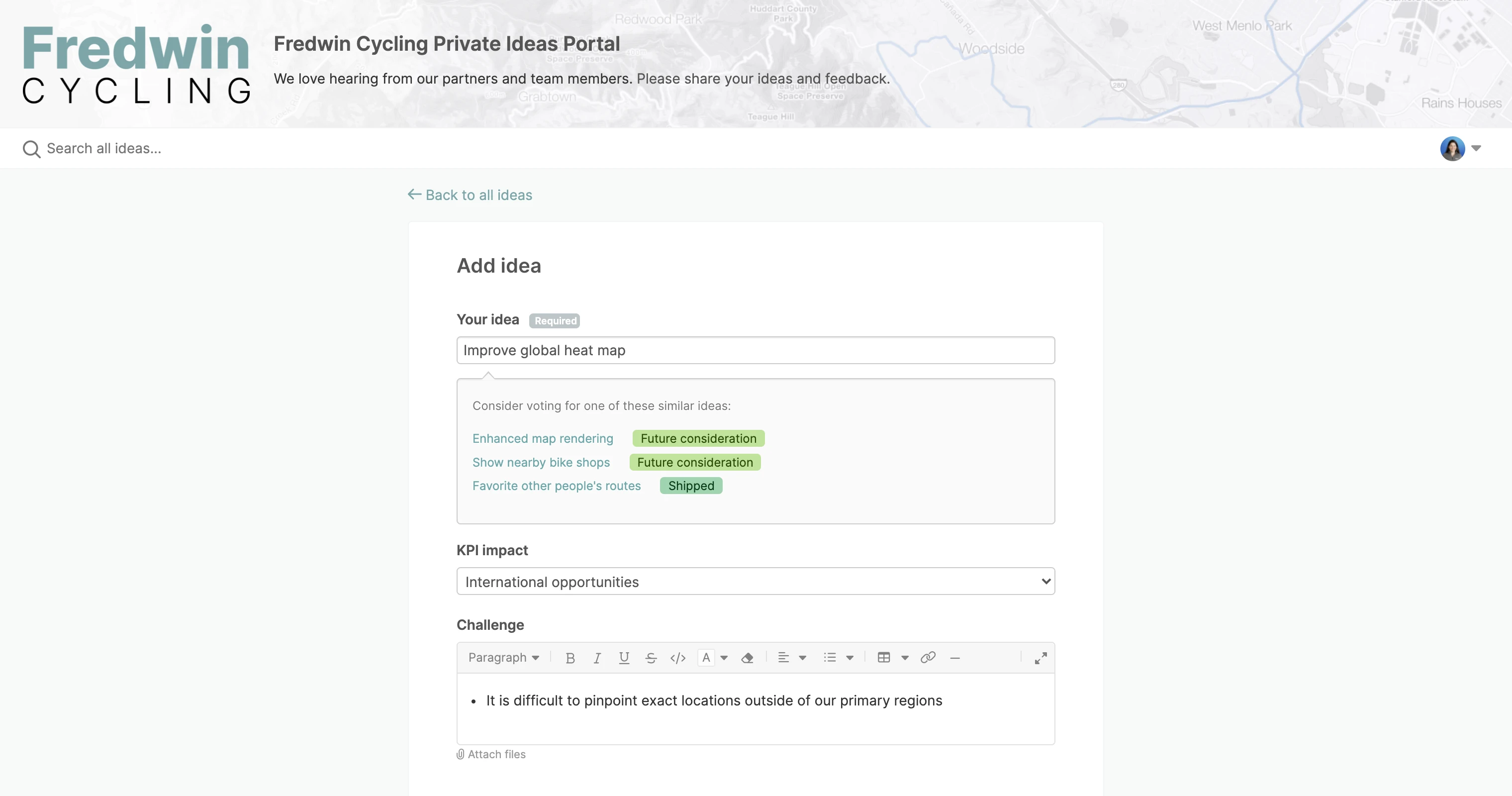 Ideas portal forms