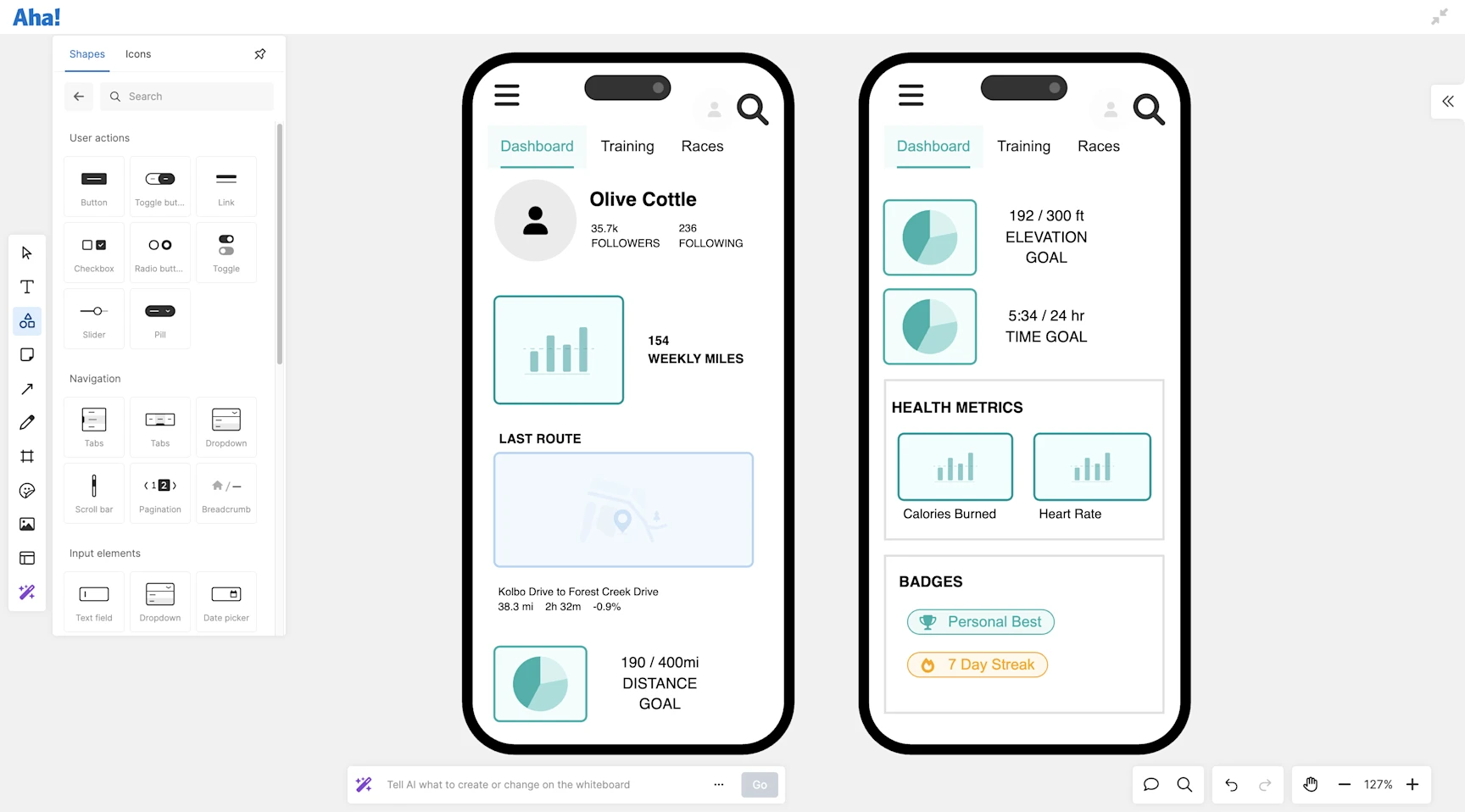 Aha! software use case — Wireframe user experiences