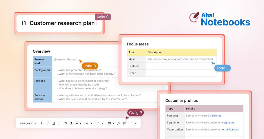 New product management template: Customer and user research