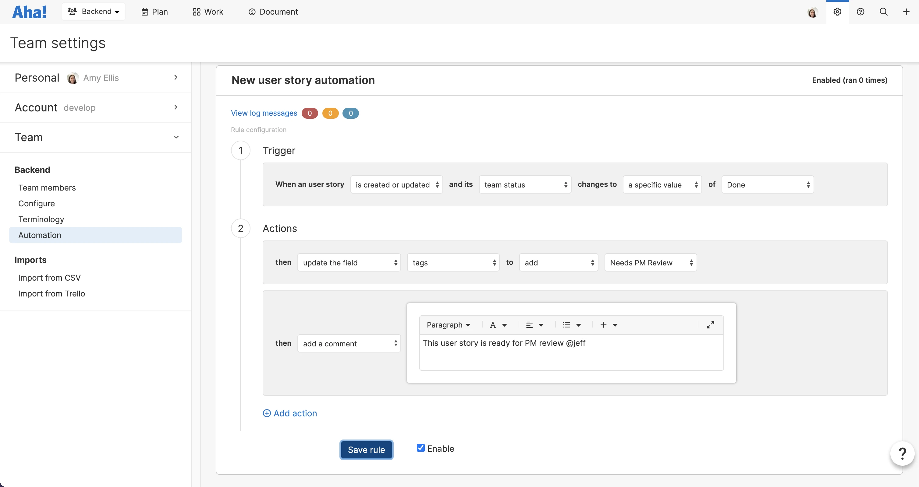 Hero image for the no-code automation Aha! Develop go-to-market.