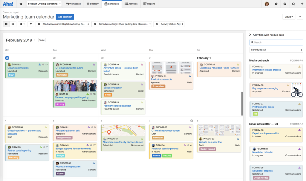 Bring your plans together and manage key dates with marketing calendars.
