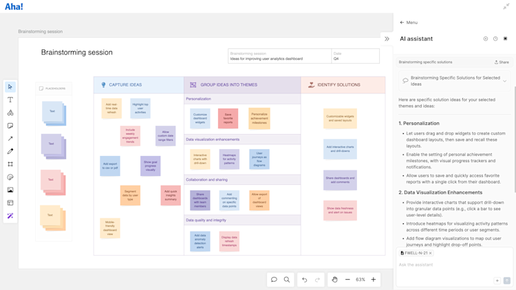 AI assistant in a whiteboard in Aha! Roadmaps