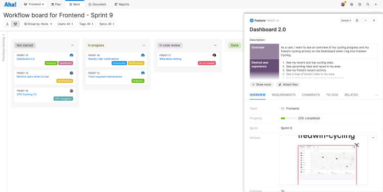 View, access, and embed InVision designs in Aha! Develop records and notes.