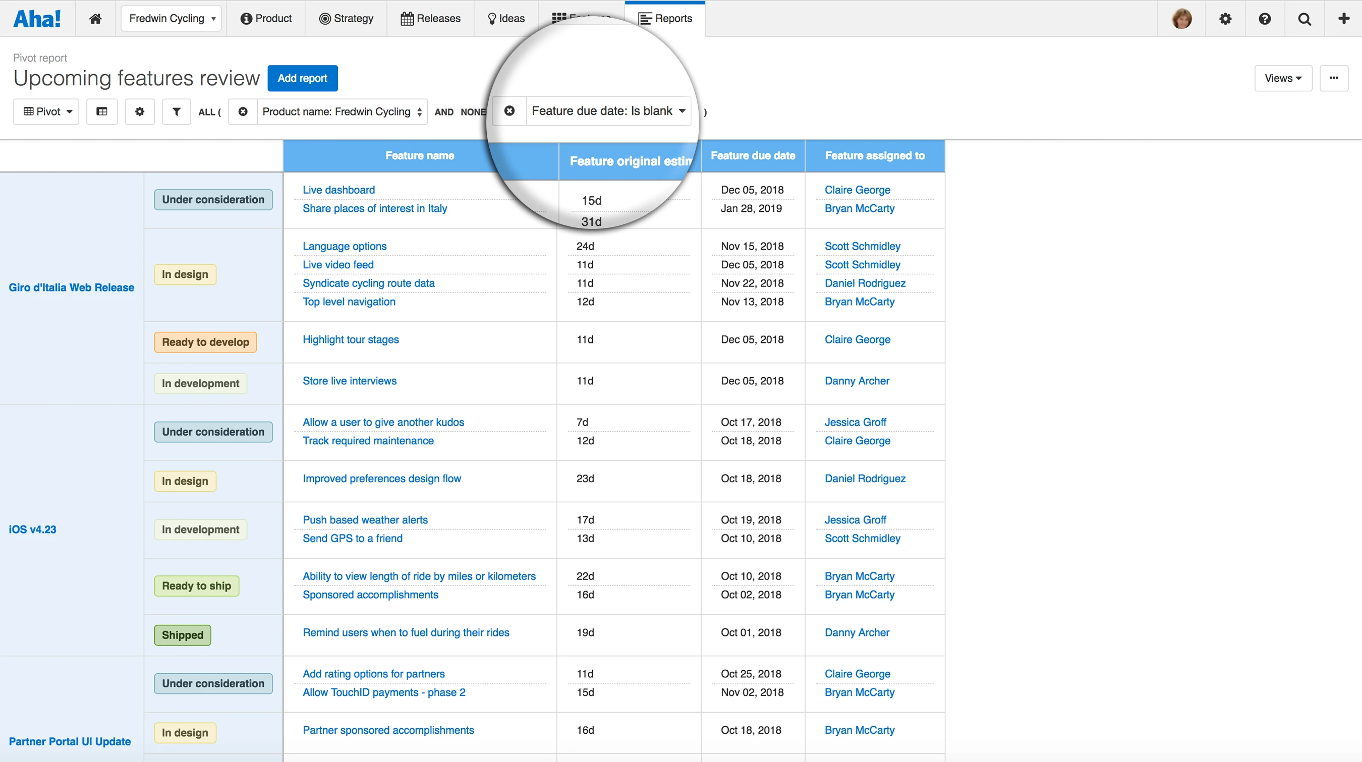 Exclude features without a due date