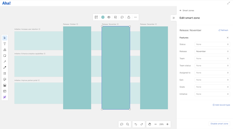 A single smart zone can edit multiple record types (like ideas and features).