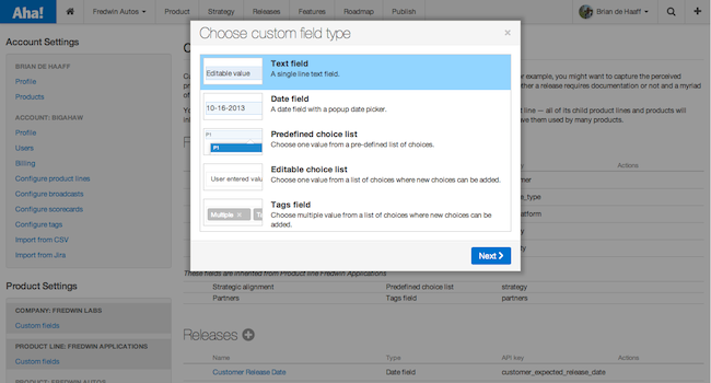 Be You: Add Custom Fields to Features and Releases in Aha!