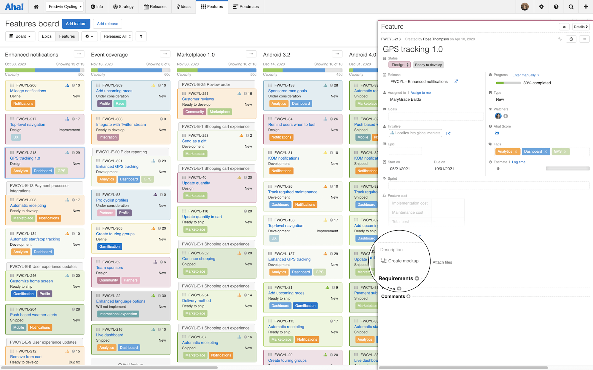 Aha! Roadmaps | Mockups | Aha! software