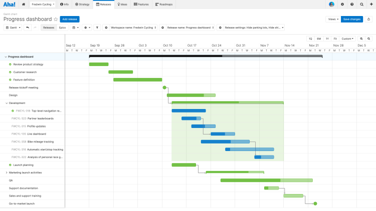 Track progress on roadmaps in Aha! as features are completed in FogBugz.