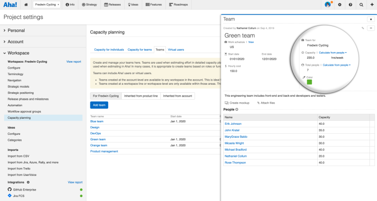 Support - Configure capacity planning for teams (Enterprise+) - inline image