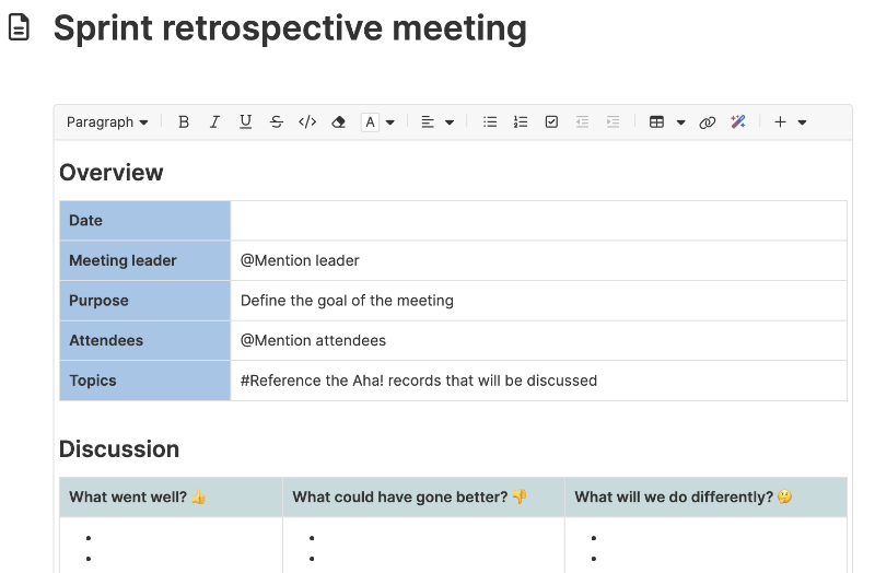Sprint retrospective meeting