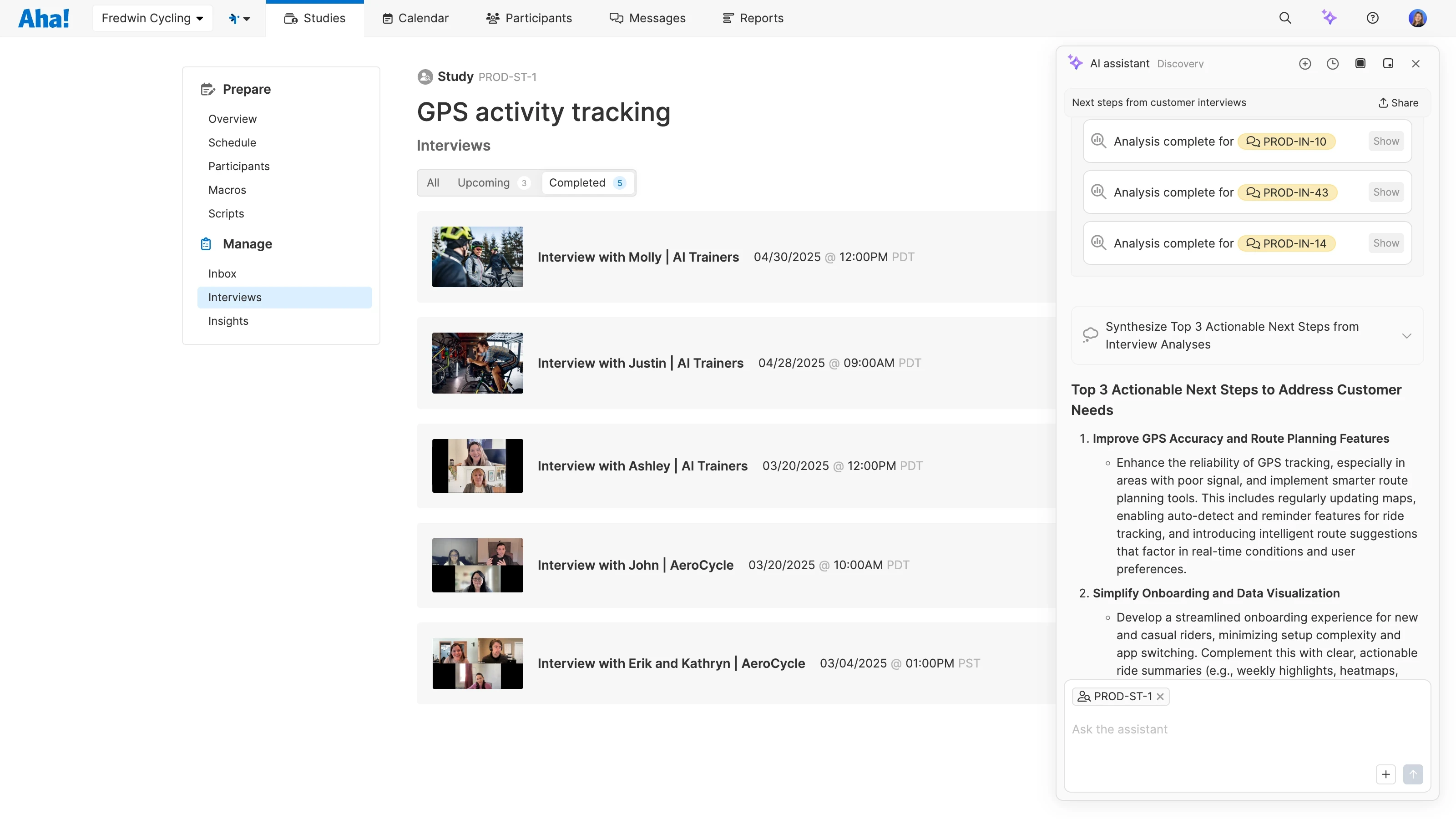 Analyze trends across customer interviews with Elle in Aha! Discovery.