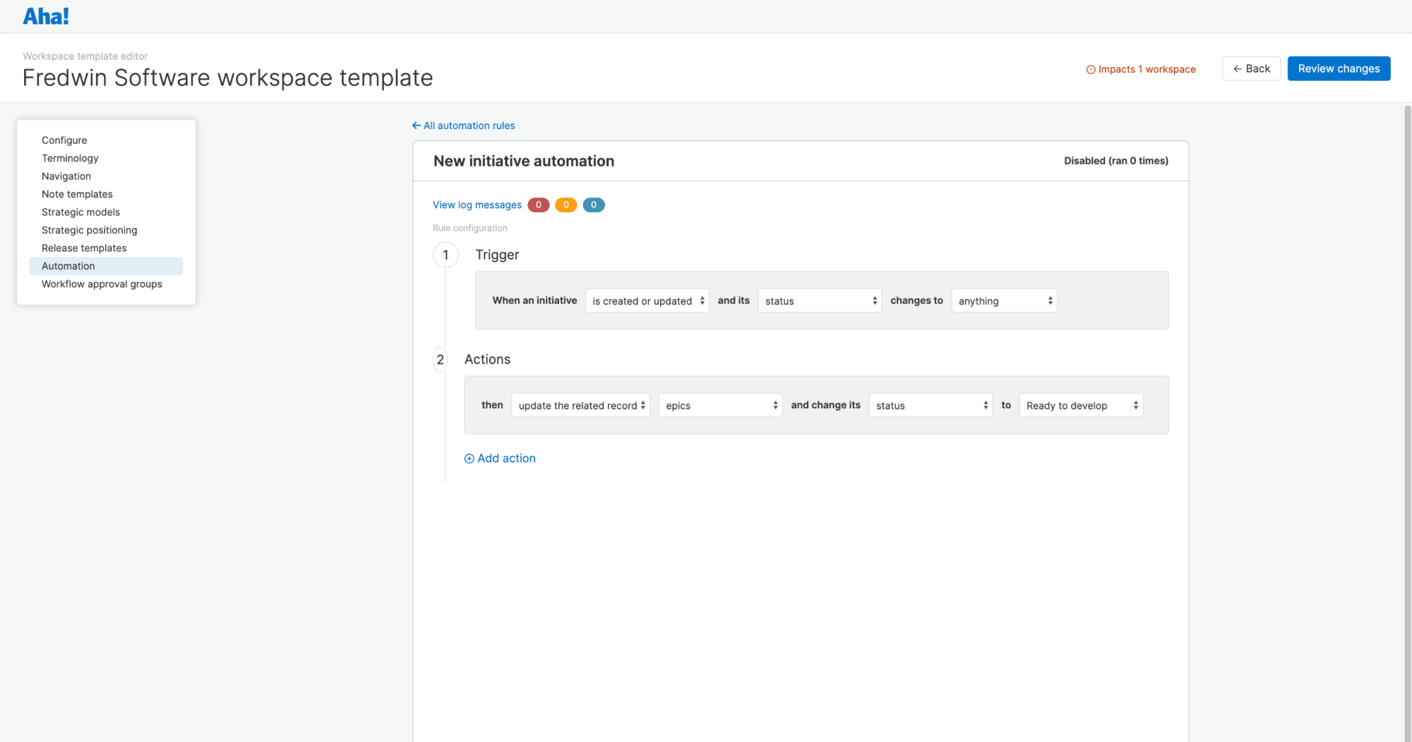 Review changes to your custom workspace templates before implementing them so that you can move forward with confidence.
