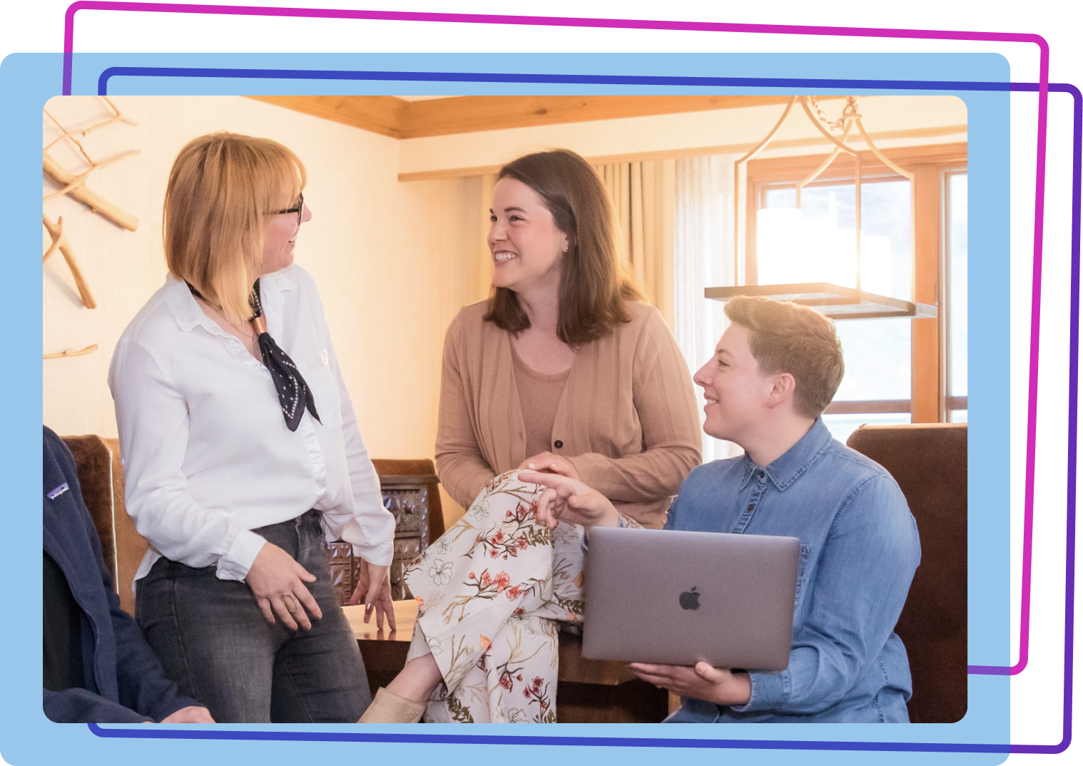 marketing women working on labtop