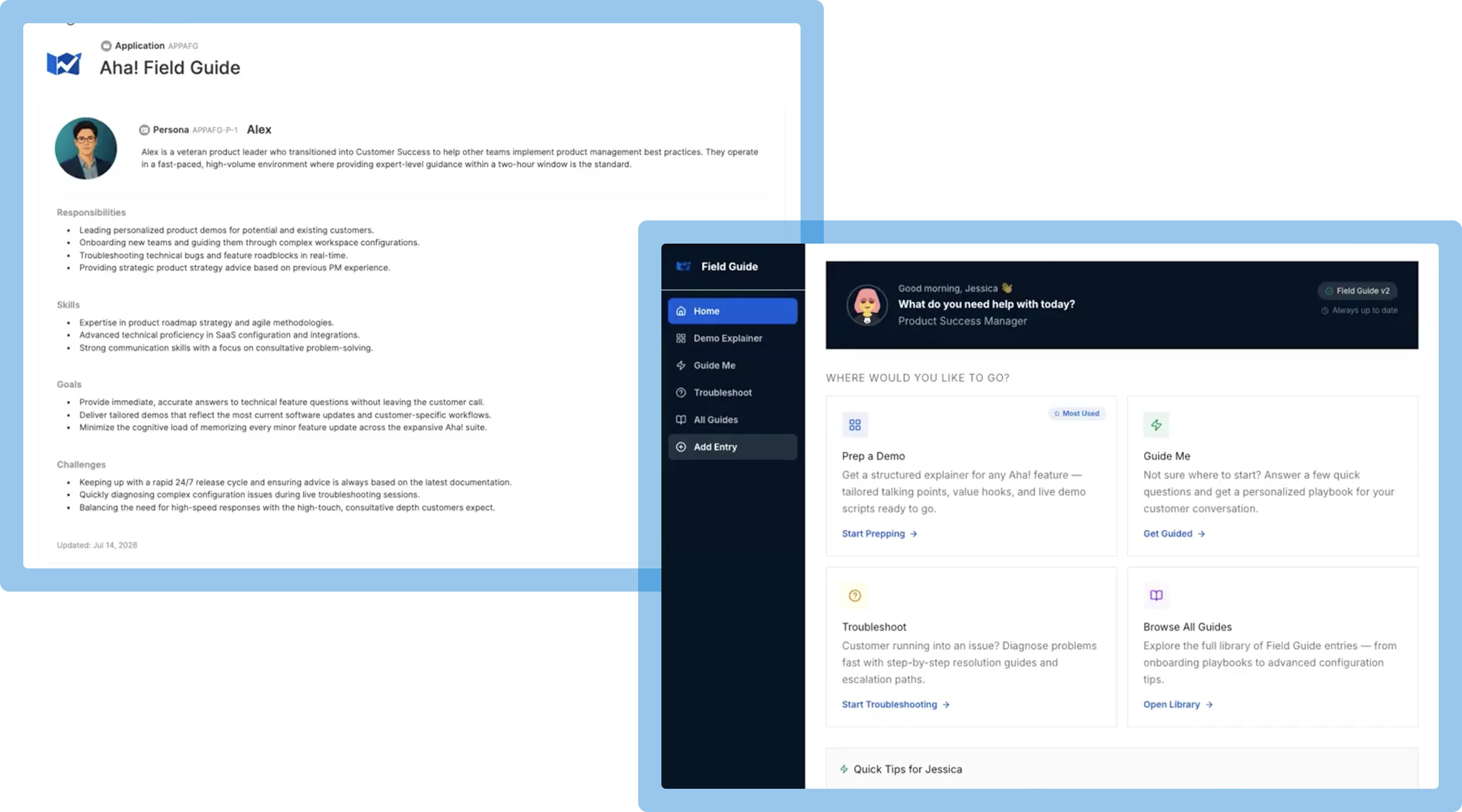 An AI-built application created in Aha! Builder