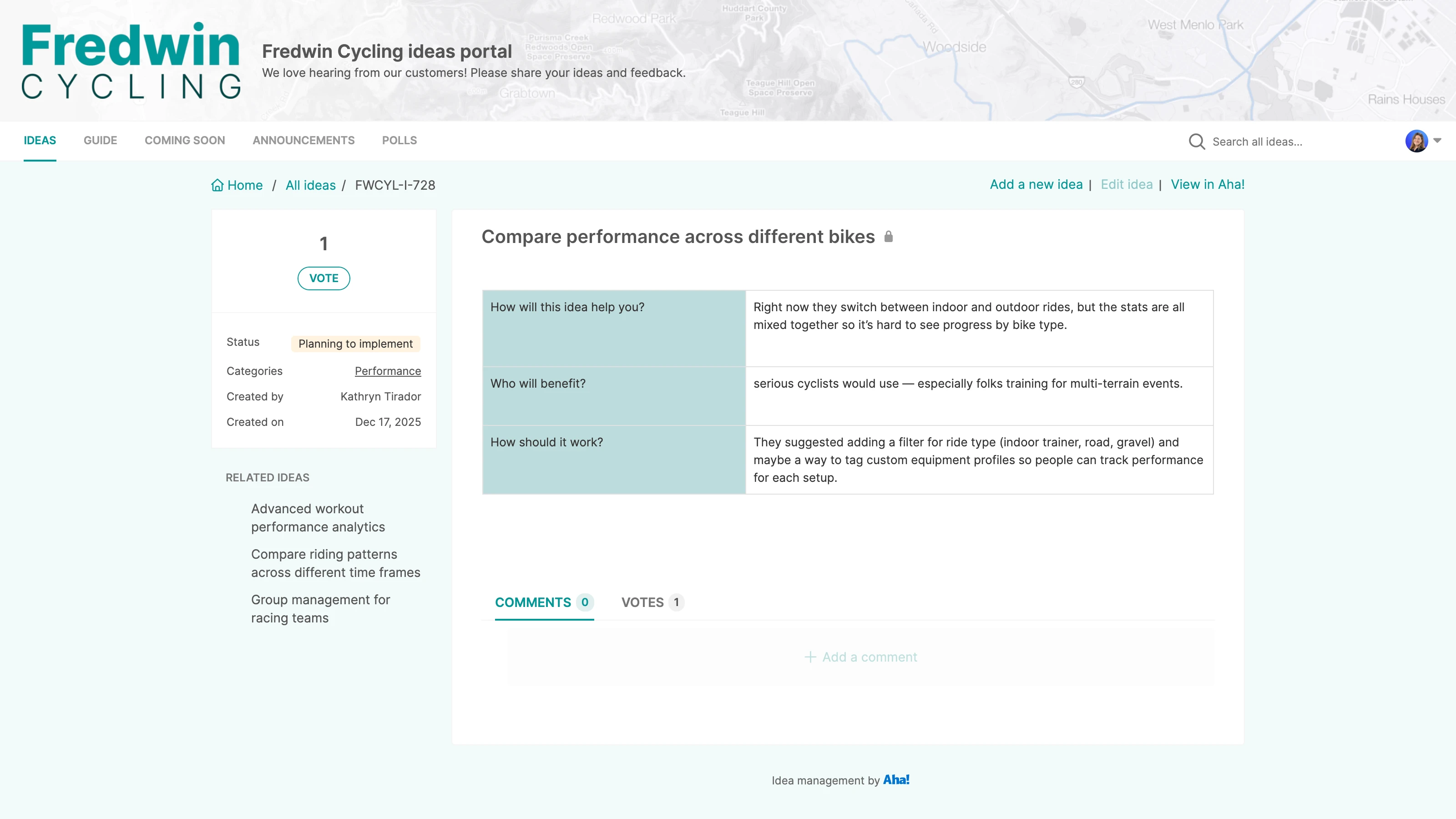 Idea submitted via Chrome extension in ideas portal