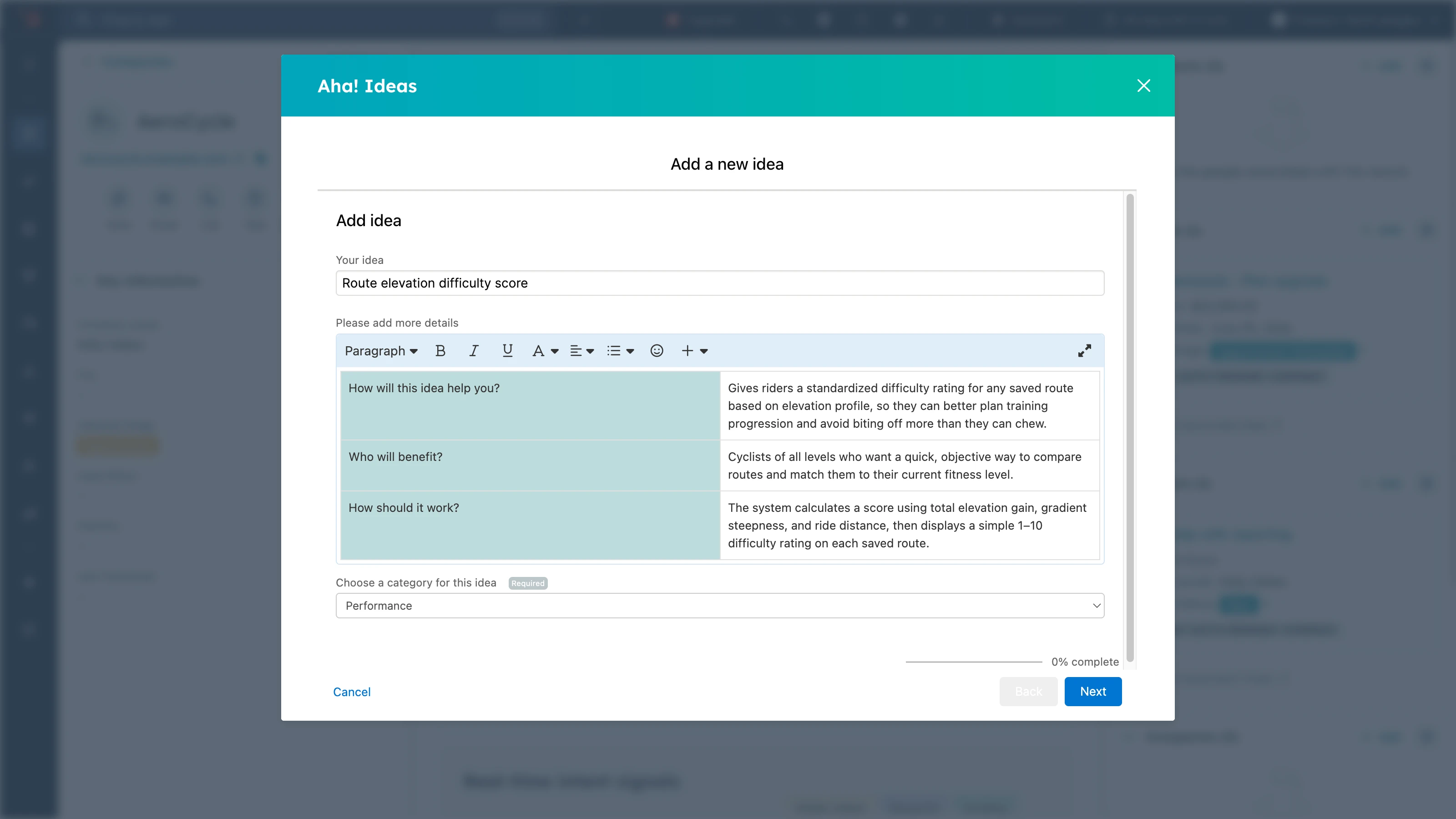Add a new idea via HubSpot