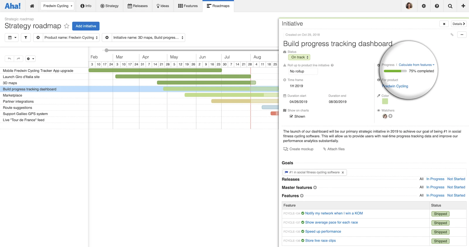 Just Launched! — Show the Percent of Work Completed on Roadmaps and Reports