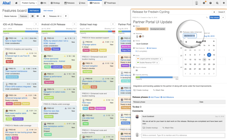  Moving a feature from one Aha! release to another will also update the assigned milestone in Rally.