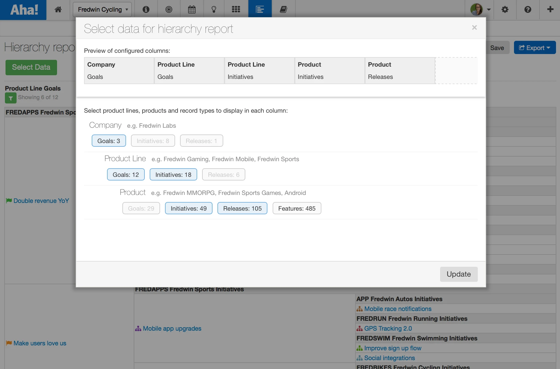 Blog - Just Launched! — New Hierarchy Report to See Every Goal, Initiative, Release, and Feature - inline image