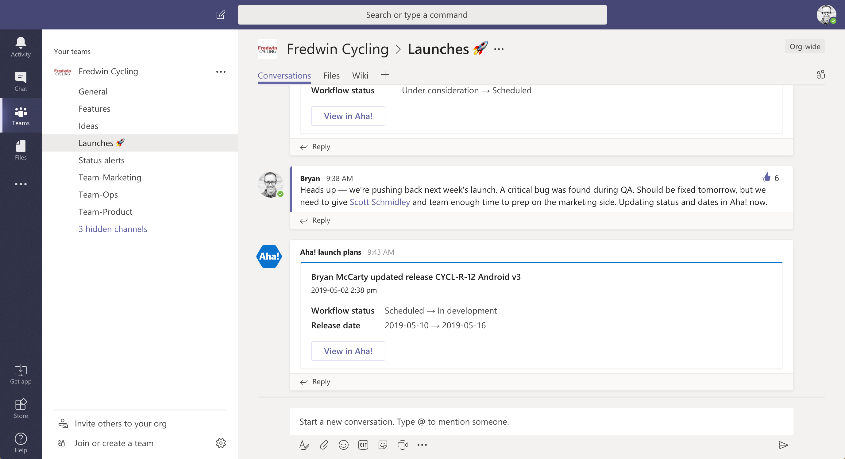 Just Launched! — Aha! + Microsoft Teams Integration | Aha! software