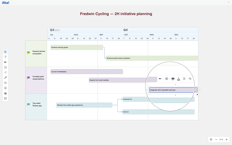 a whiteboard with a timeline and progress bars added