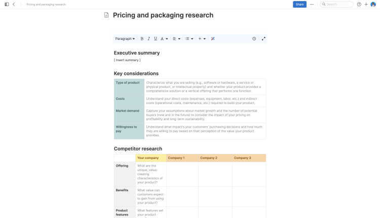 Pricing and packaging research large