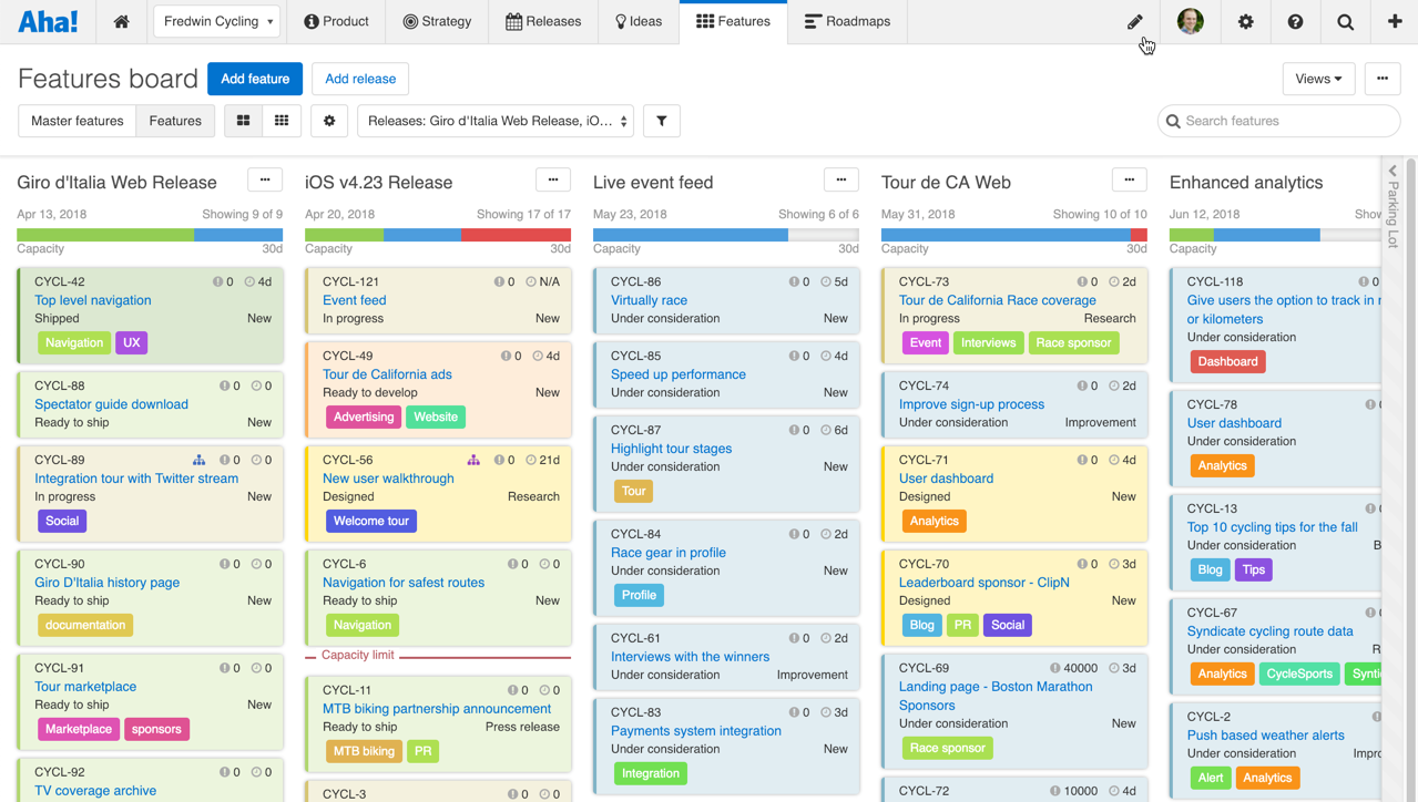 January 22, 2019 user interface navigation change | Aha!