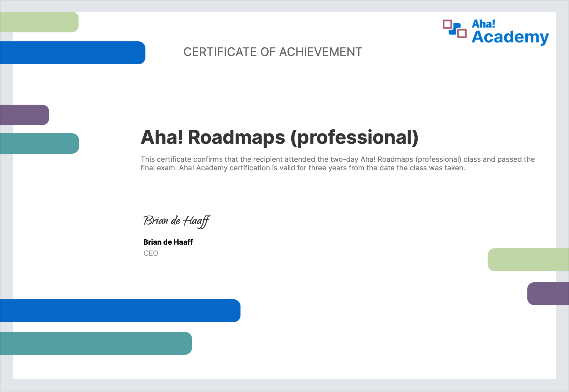 Aha! Roadmaps professional certificate 