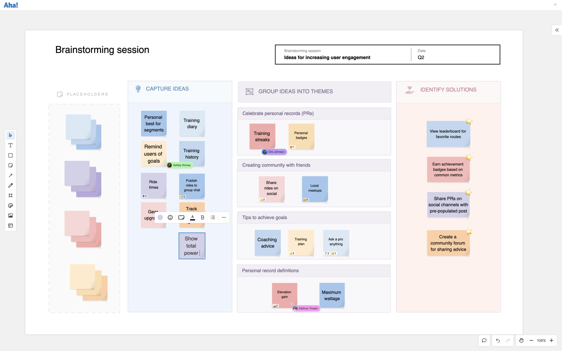 Brainstorming session template with multiple users.