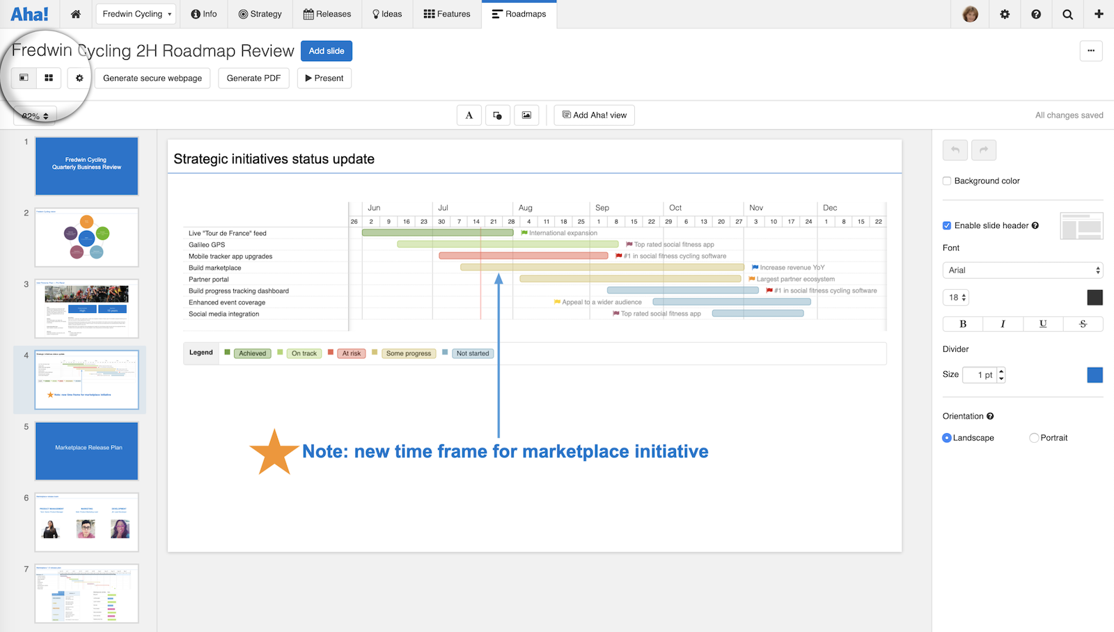 Just Launched! — Deliver Brilliant Roadmap Presentations With the New Aha! Slide Editor