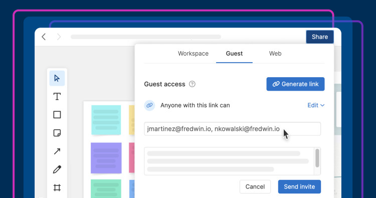 Invite guests to collaborate on notes and whiteboards