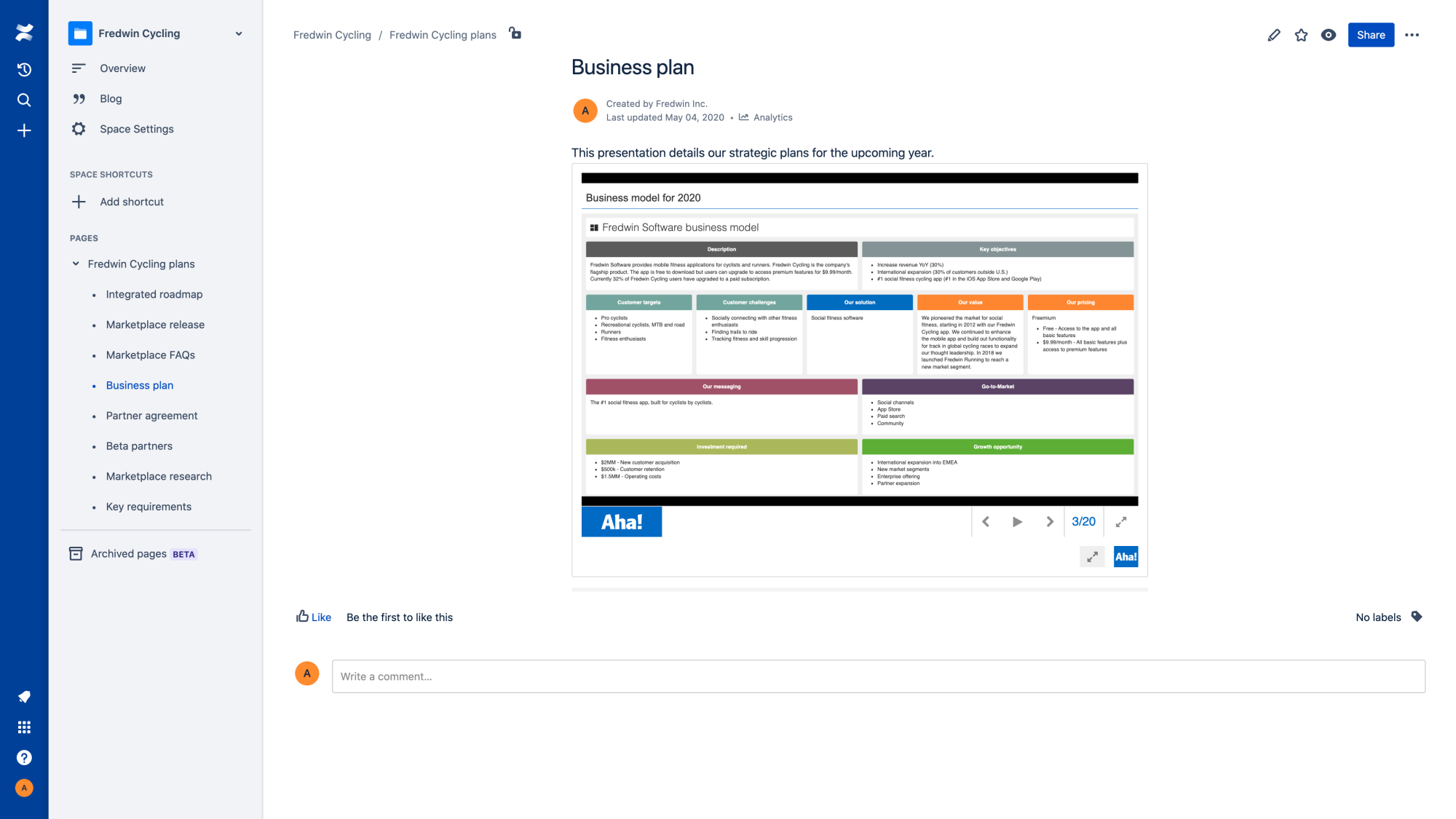 Embed Aha! presentations in Confluence