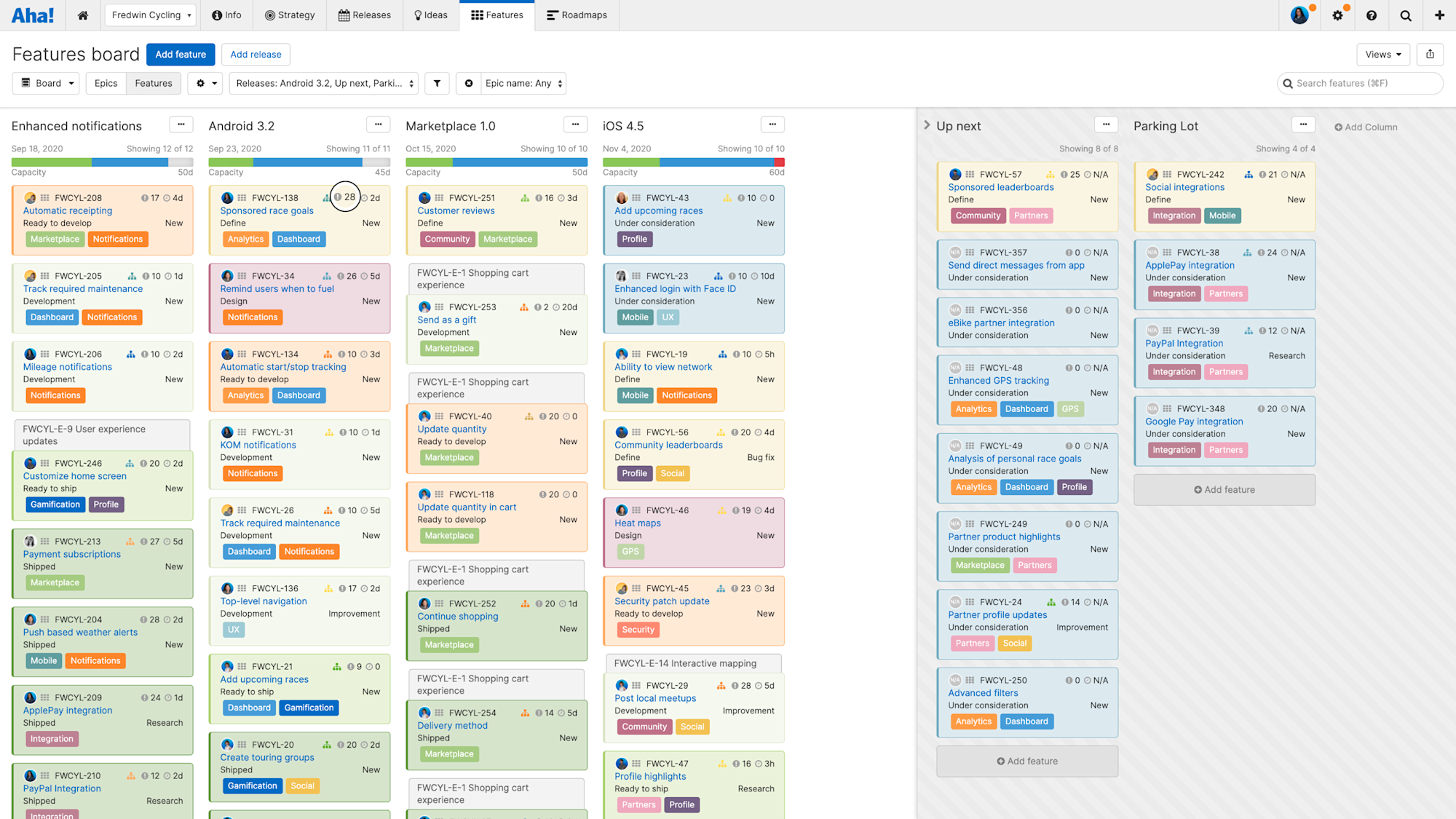 Aha! Roadmaps | Feature and activity scores | Aha!