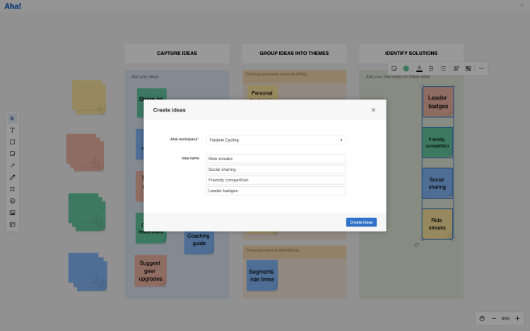 Use the seamless integration between Aha! Create and Aha! Roadmaps to convert concepts to ideas.