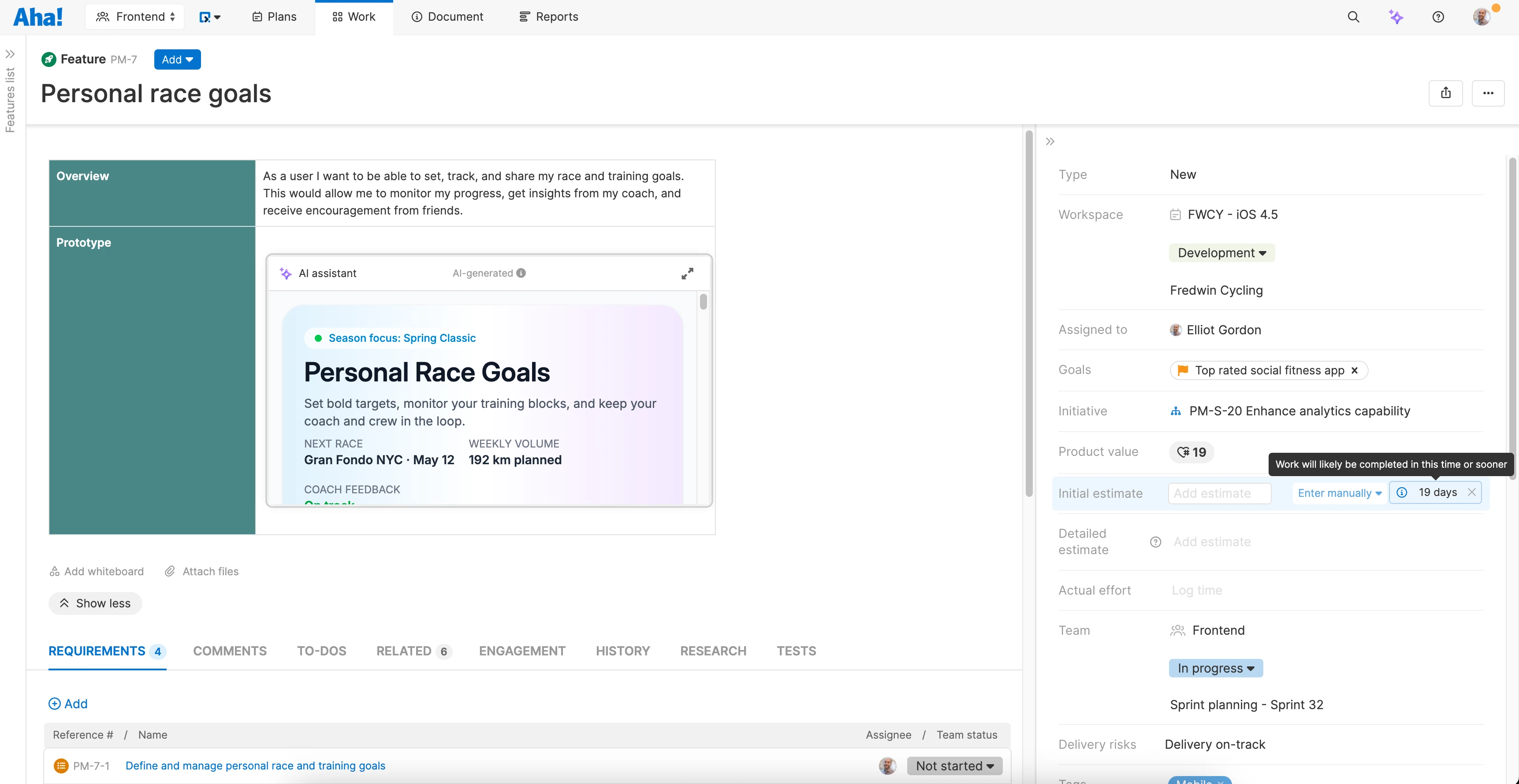 Feature in Aha! Develop