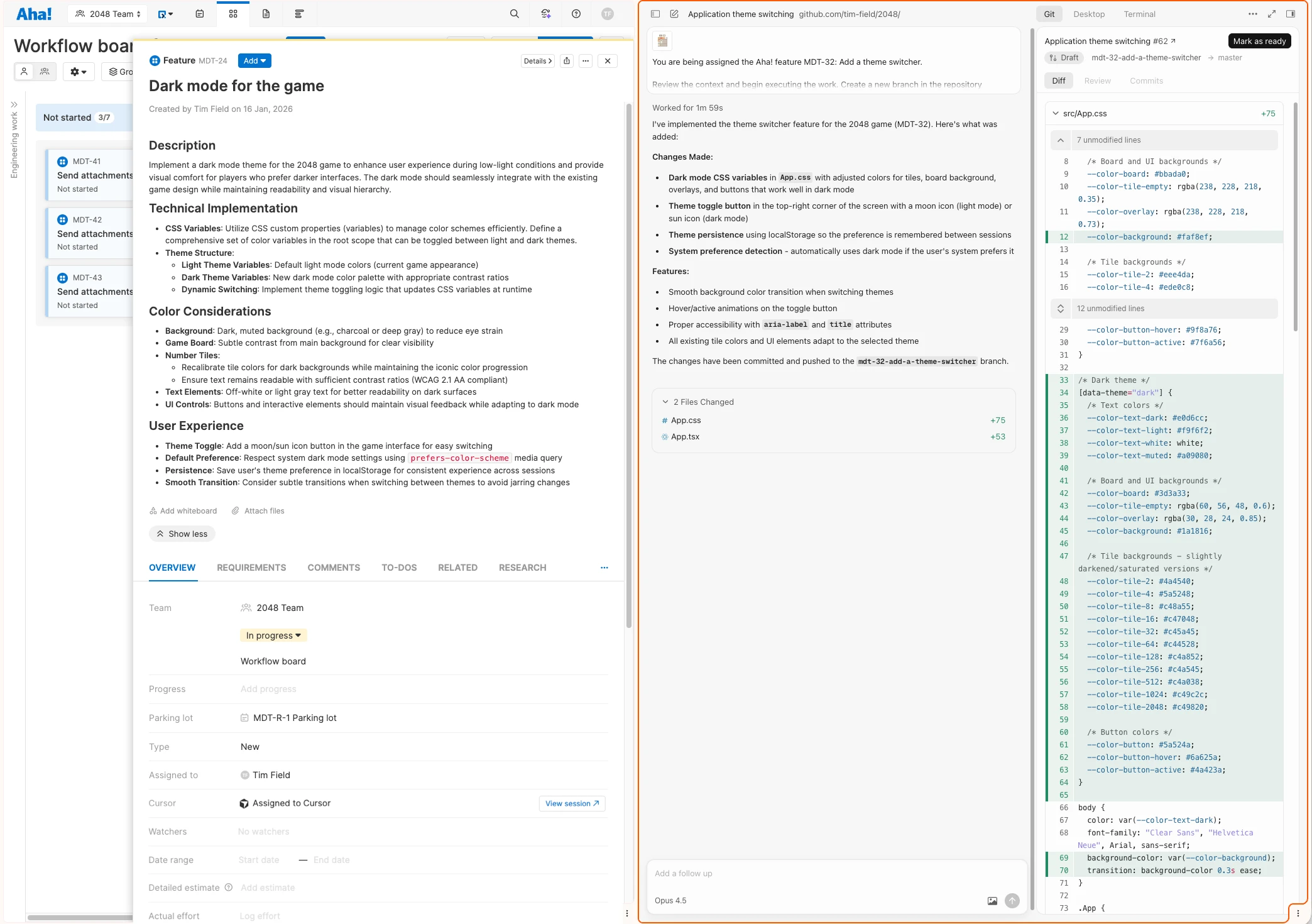 Send features and requirements from Aha! Develop to Cursor