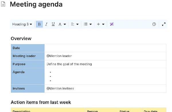 Meeting agenda