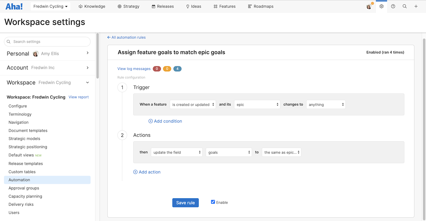 Syncing Goal Automatically add goals and initiatives to every feature