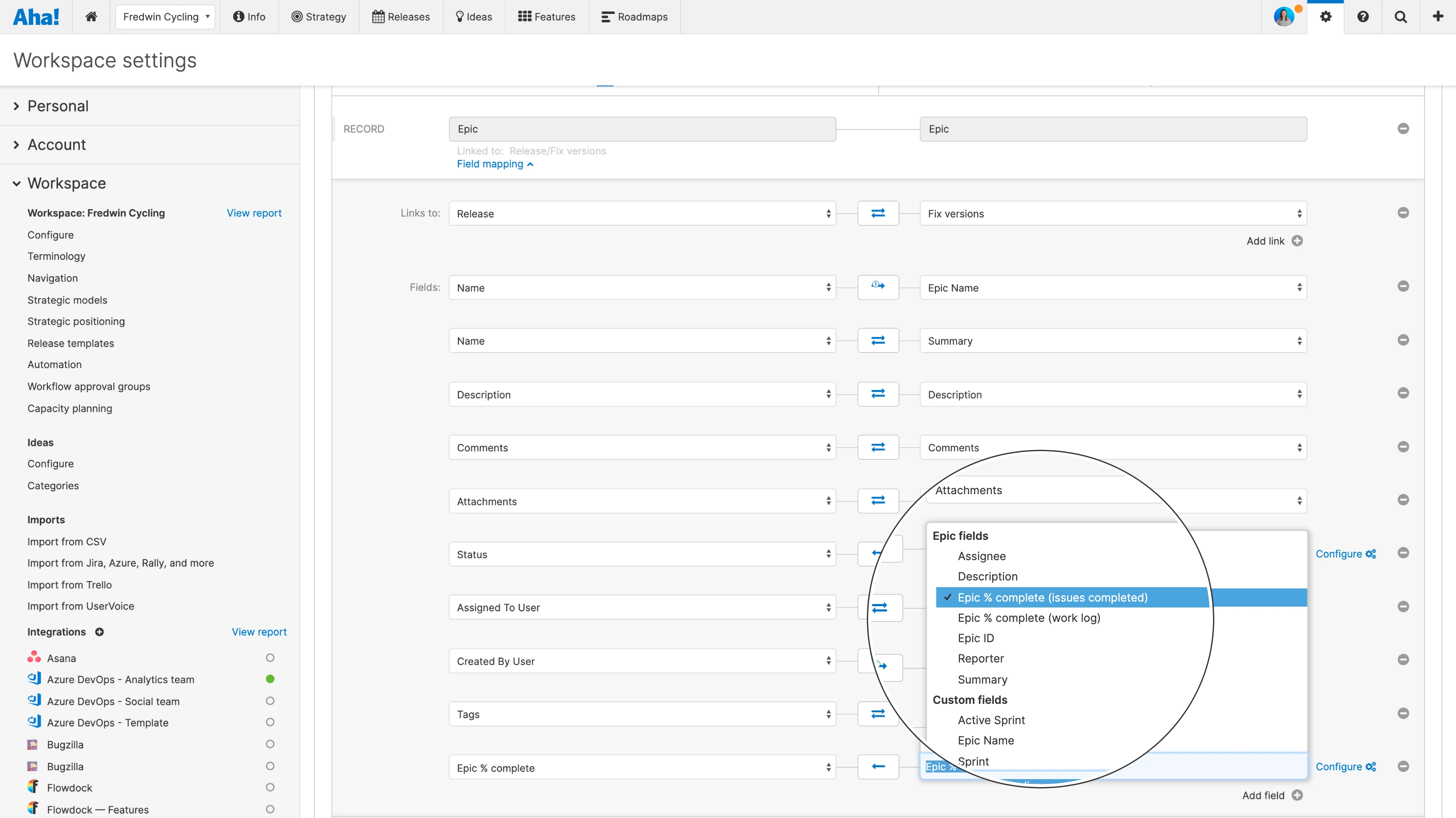 Include the progress field in your roadmaps and reports to visualize and share epic updates.