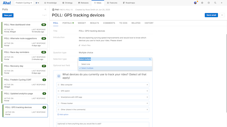 As responses come in, we can link newly mentioned device types directly to related ideas in our portal (or create new ones).
