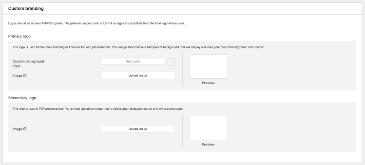 Account-level custom branding settings.