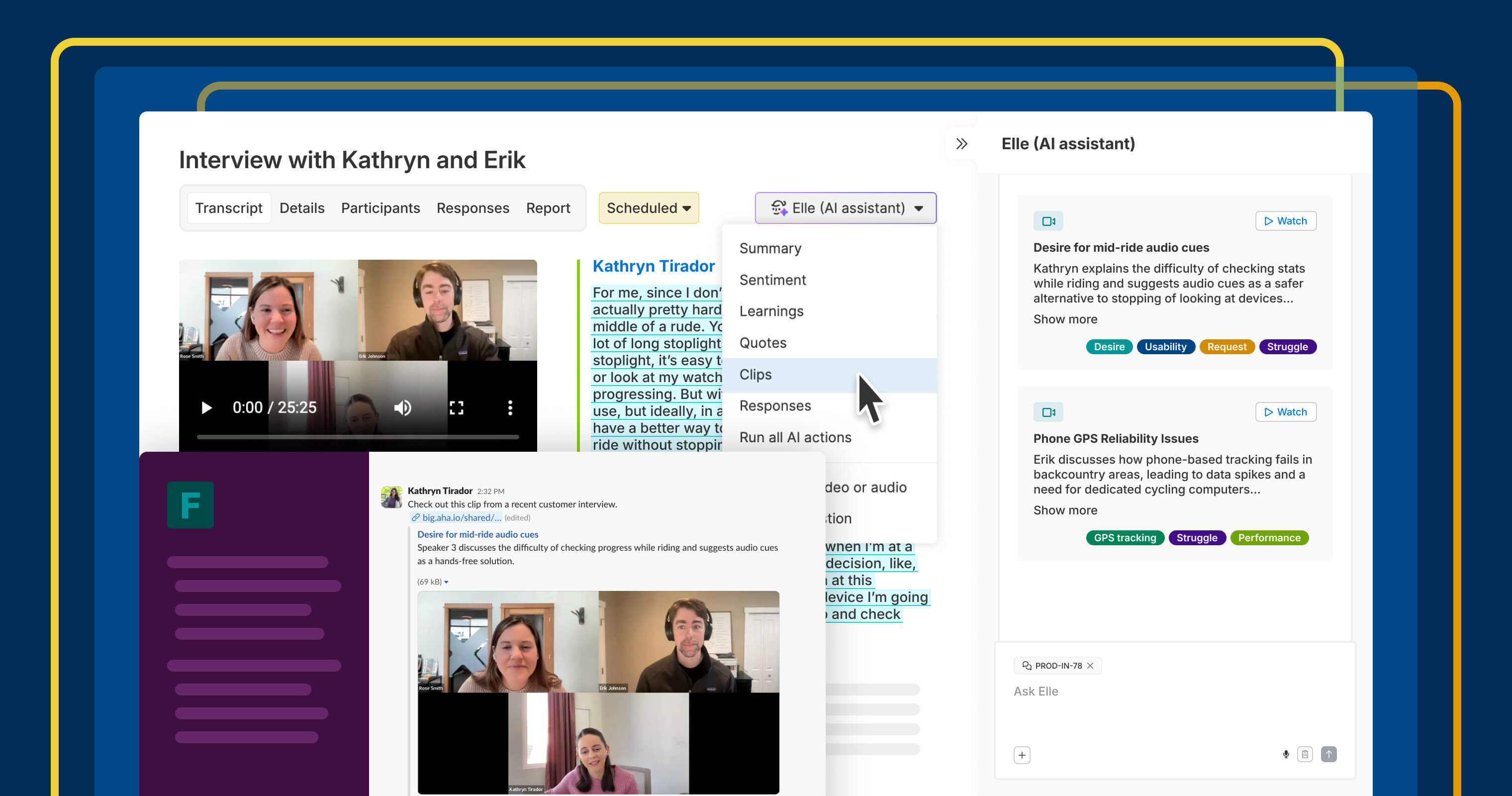 Share customer research interview clips in Microsoft Teams and Slack