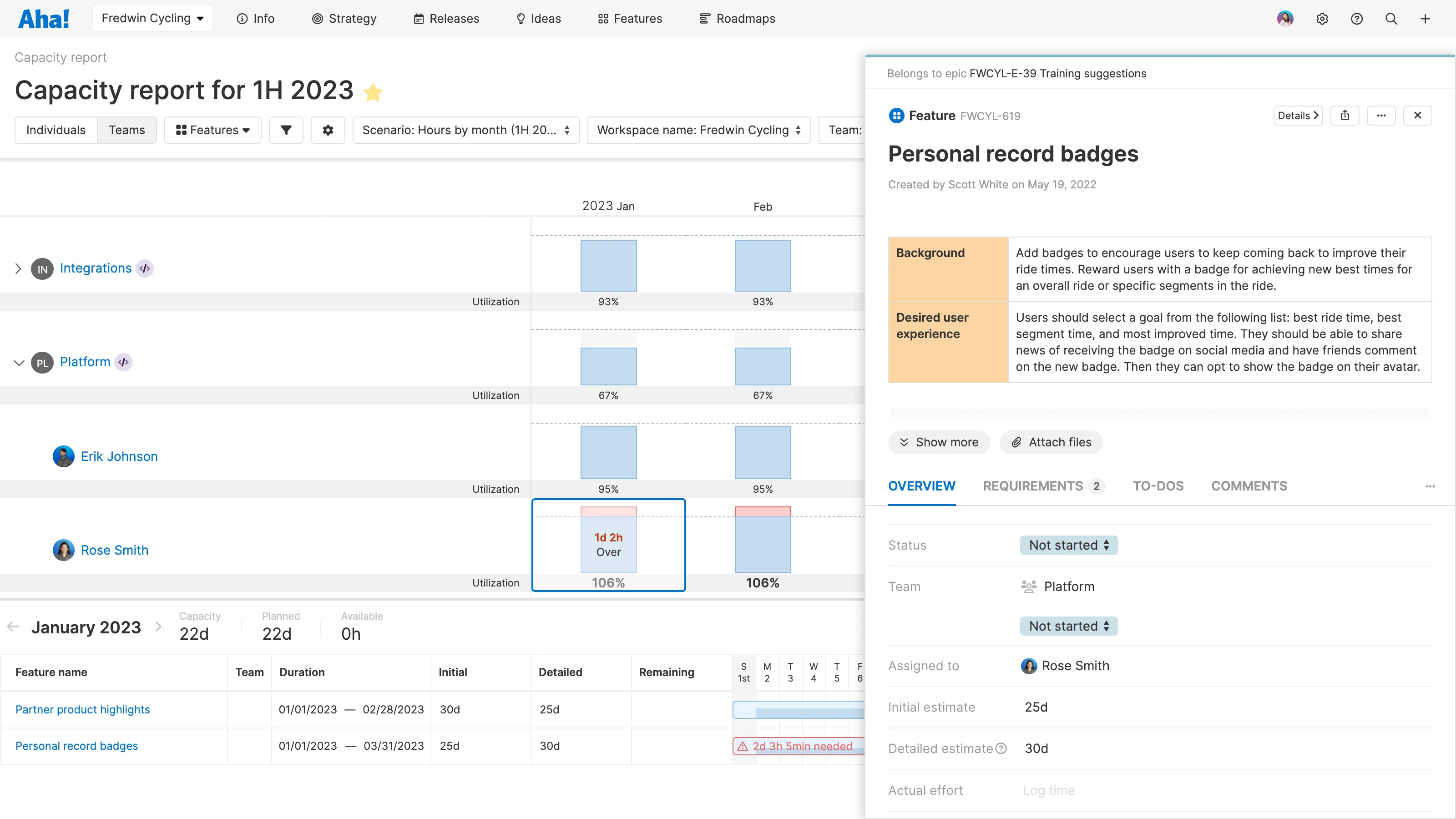 View Individual Estimates by Team on One Capacity Report