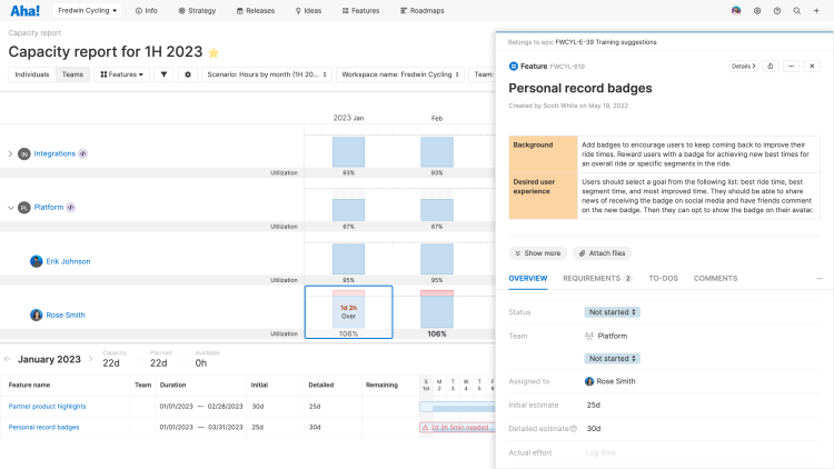 View Individual Estimates by Team on One Capacity Report
