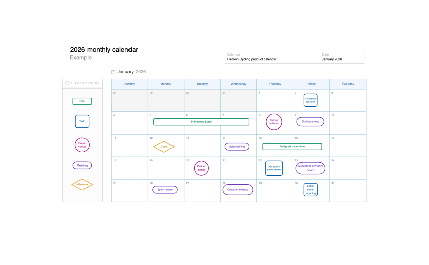2026 monthly calendar
