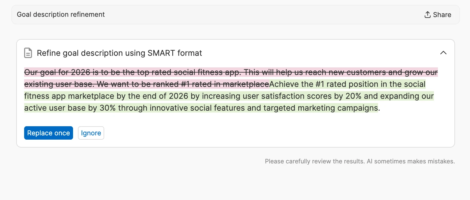 An example screenshot of the AI Instruction in use.