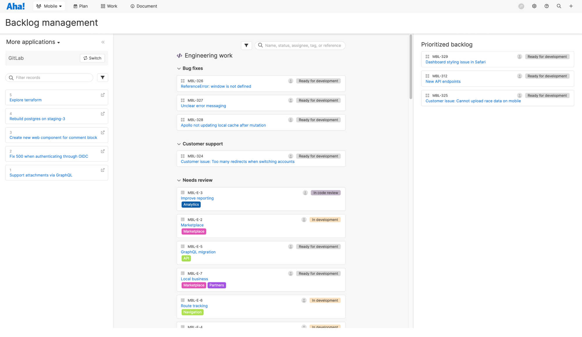 Changes made to the user story in Aha! Develop will not sync back to the issue in GitLab.
